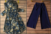 Floral Bloom Kurti with Classic Navy Plazzo Set